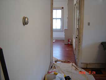 Woodwork and walls prepared for finishing