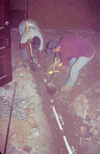 Placing new sewer lines under summer kitchen floor