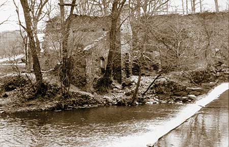 Today, only the dam, millrace and stone ruins remain of the Federal Slitting Mill.