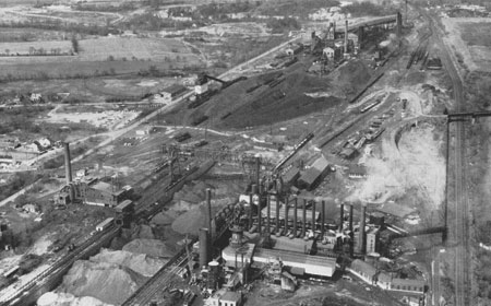 Blast Furnaces, foreground, and Coke Plant, background, c1962 National Iron & Steel Heritage Museum