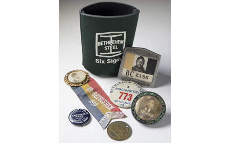 Six Sigma Drink Cozy, Badges and Ribbon from Bethlehem Steel Subsidiaries, , From the collection of NISHM