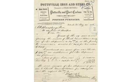 May 22, 1882 letter from Pottsville Iron & Steel Company, From the collection of NISHM