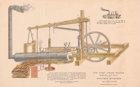 Photograph: The first steam engine designed and built in the United States — Library of Congress