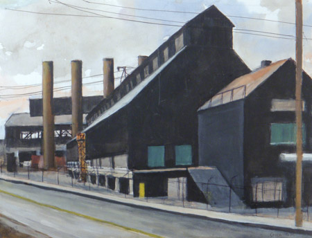 Lukens Steel - South 1st. Avenue with #1 Open Hearth & 120 mill stacks in background - Image #266