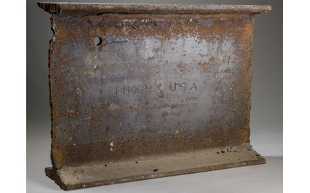 I-beam — I-beams provide structural support in buildings. This piece of I-beam was found in NISHM's own Brandywine Mansion, From the collection of NISHM
